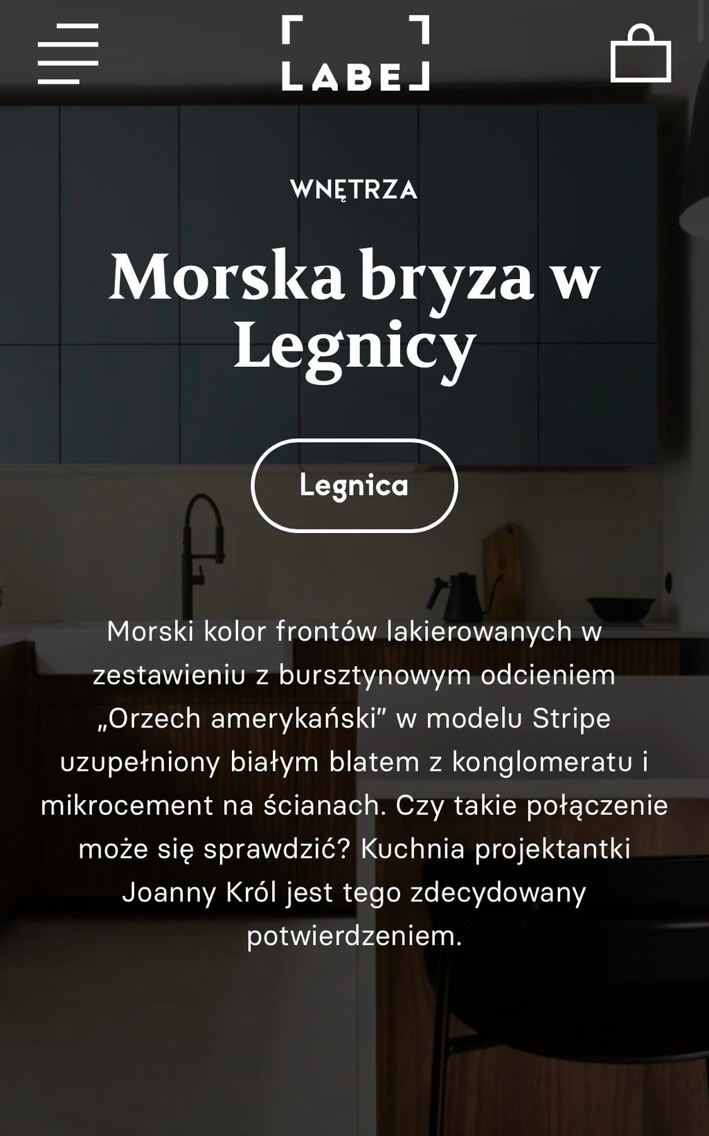 publikacja kuchni w wydaniu online magazynu "LABEL'