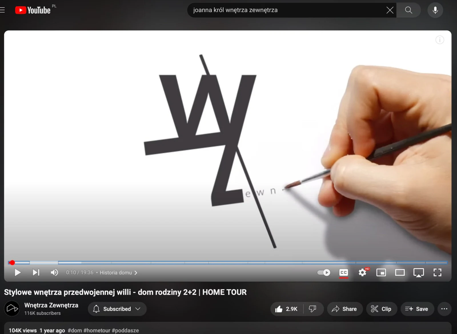 mój dom we vlogu Wnętrza Zewnętrza na YouTube